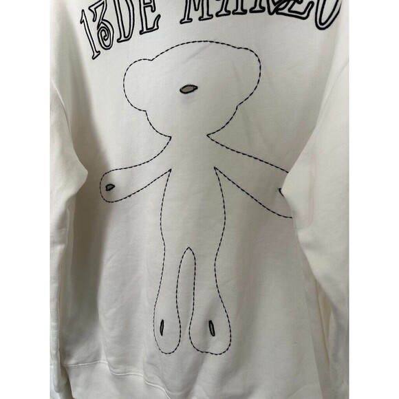 13DE Marzo Hoodie Logo Graphic Oversized Sweatshirt Teddy White Women's Medium - Picture 7 of 7